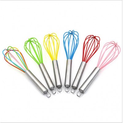 Stainless Steel silicone 10" Egg Beater Dough Mini Oem Tools Steel Danish Stainless Item Surface Wire Feature Hand Rotating Eco