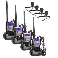 Retevis RT5RV 128CH Dual Band professional Walkie Talkie with FM Radio UHF/VHF400-520/136-174MHz VOX+Speaker Mic(4Pack)